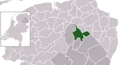 Highlighted position of Tynaarlo in a municipal map of Drenthe