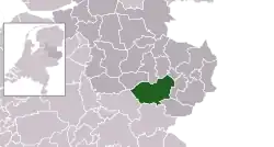Highlighted position of Hof van Twente in a municipal map of Overijssel