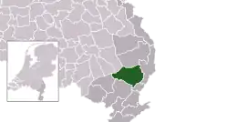 Highlighted position of Peel en Maas in a municipal map of Limburg