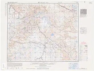 Map including Cuolule Co (labeled as Tsorūl Tso) in southern Pishan County (AMS, 1955)[c]