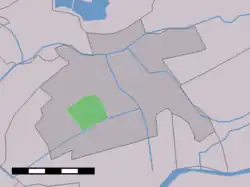The village (dark green) and the statistical district (light green) of Benedenkerk in the former municipality of Vlist.
