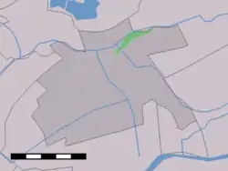 The village (dark green) and the statistical district (light green) of Boven-Haastrecht in the former municipality of Vlist.