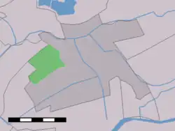 The village (dark green) and the statistical district (light green) of Het Beijersche in the former municipality of Vlist.