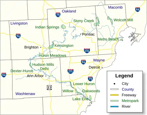 Willow Metropark is located in Huron-Clinton Metroparks