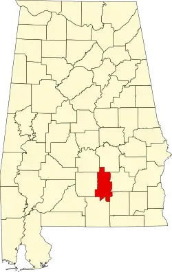 State map highlighting Crenshaw County