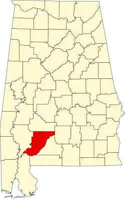 State map highlighting Monroe County