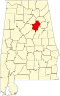 State map highlighting St. Clair County
