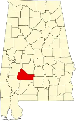 State map highlighting Wilcox County