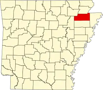 State map highlighting Craighead County
