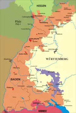 Map of the Grand Duchy of Baden (orange)
