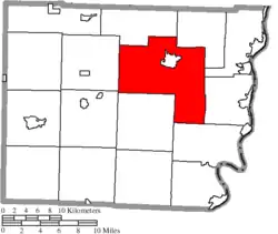 Location of Richland Township in Belmont County