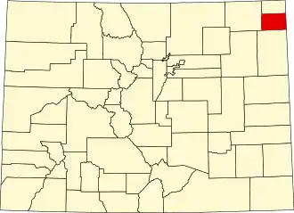 Map of Colorado highlighting Phillips County