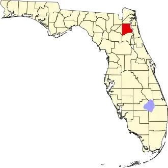 Map of Florida highlighting Clay County