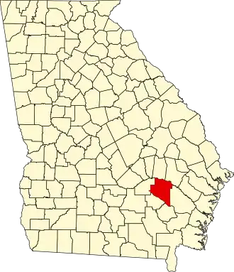 State map highlighting Appling County