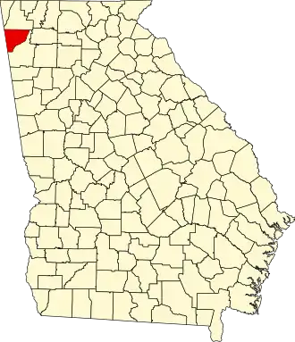 State map highlighting Chattooga County