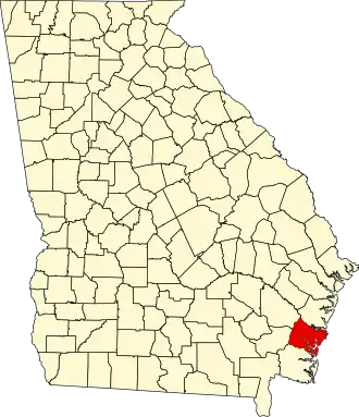 State map highlighting Glynn County