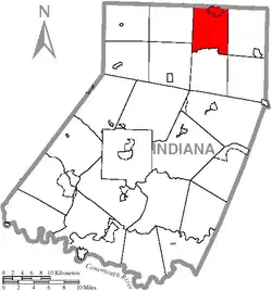 Map of Indiana County, Pennsylvania Highlighting Canoe Township