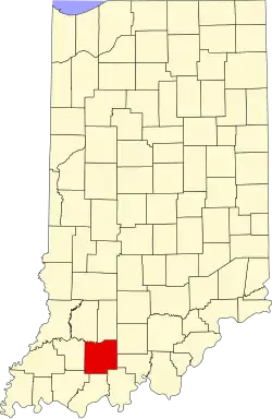 State map highlighting Dubois County