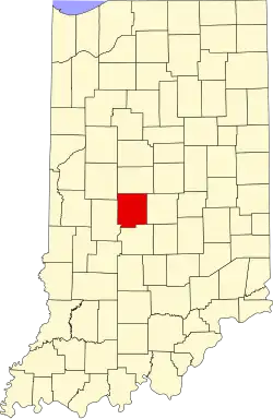 State map highlighting Hendricks County