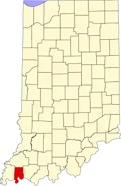 State map highlighting Vanderburgh County