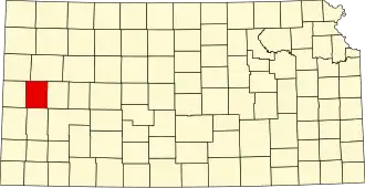 Map of Kansas highlighting Wichita County