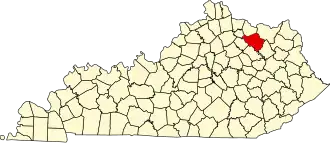 State map highlighting Fleming County