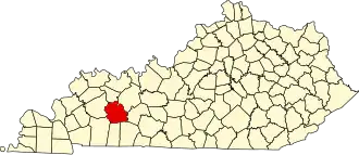 State map highlighting Muhlenberg County