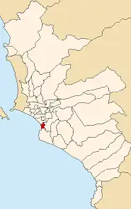 Location of Barranco in the Lima province