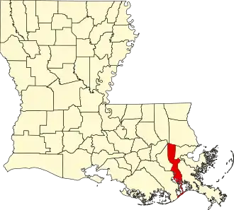 Map of Louisiana highlighting Jefferson Parish