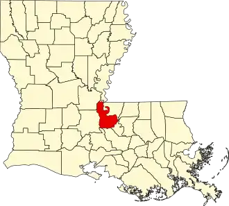 Map of Louisiana highlighting Pointe Coupee Parish