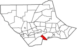 Brady Township highlighted in red on a map of Lycoming County