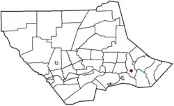Hughesville highlighted in red on a map of Lycoming County