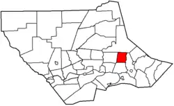 Mill Creek Township highlighted in red on a map of Lycoming County