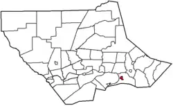 Muncy highlighted in red on a map of Lycoming County