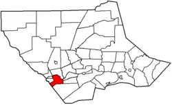 Nippenose Township highlighted in red on a map of Lycoming County