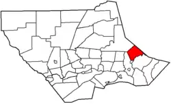 Shrewsbury Township highlighted in red on a map of Lycoming County