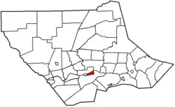 South Williamsport highlighted in red on a map of Lycoming County