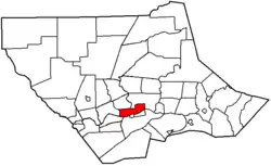 Williamsport highlighted in red on a map of Lycoming County