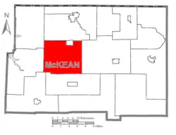 Map of McKean County, Pennsylvania highlighting Lafayette Township