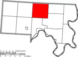 Location of Bedford Township in Meigs County