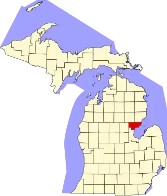 State map highlighting Arenac County