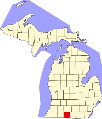 State map highlighting Branch County
