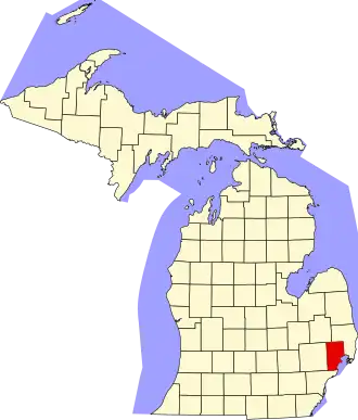 State map highlighting Macomb County