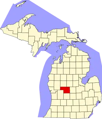 State map highlighting Montcalm County