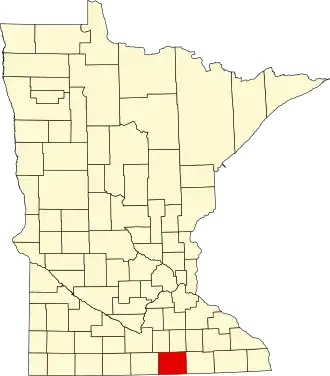State map highlighting Freeborn County