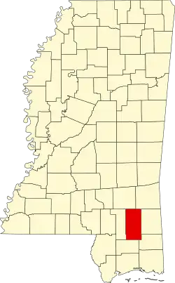 Map of Mississippi highlighting Perry County