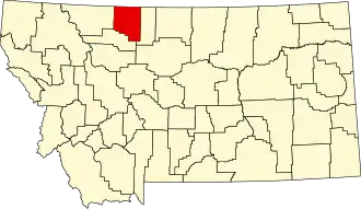 State map highlighting Toole County