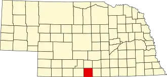 State map highlighting Harlan County