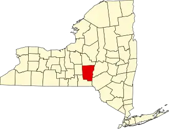 Map of New York highlighting Chenango County