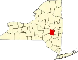 State map highlighting Schoharie County